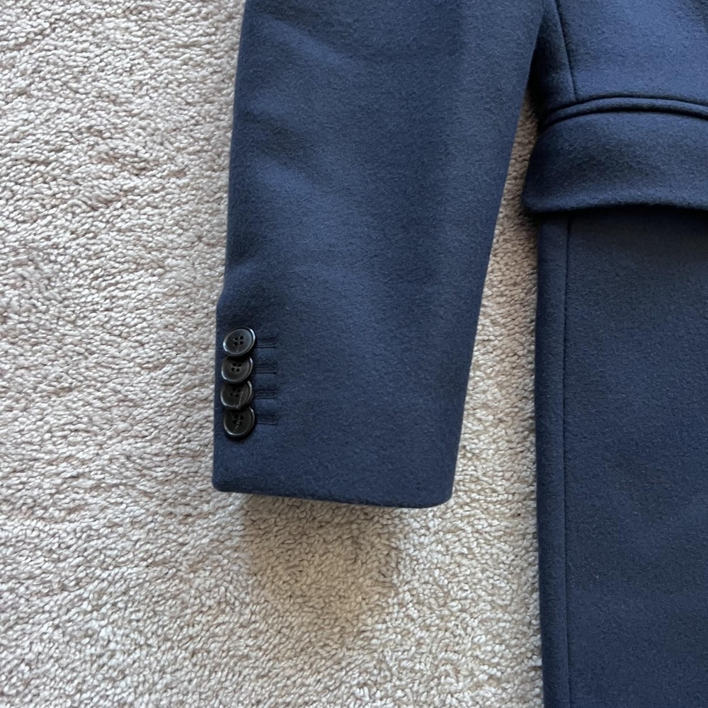 Acne Studios Garret Wool Overcoat Mens 46 Navy Blue Single Breasted Lined - Picture 4 of 15